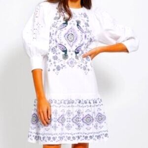 Happy X Nature Cotton Puff Sleeves Dress By Emily Osterbauer, Size L